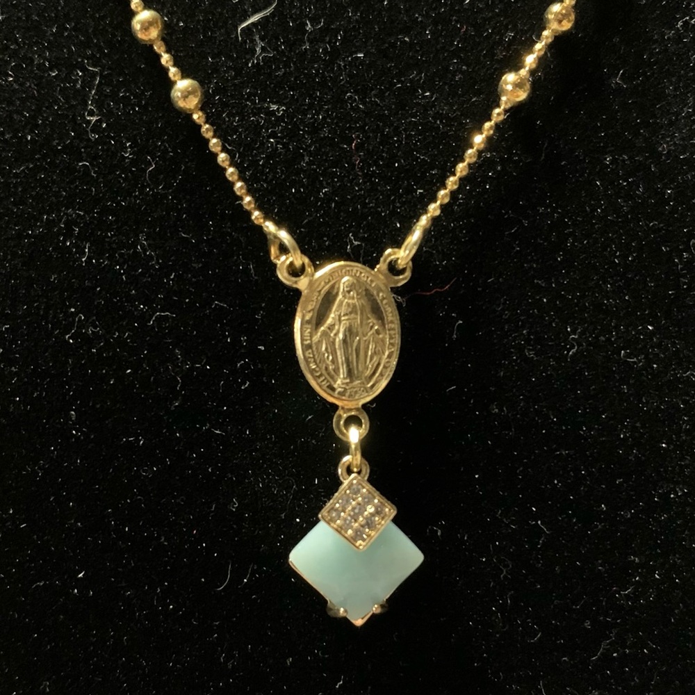 Danecraft Italy 925 SS  24K Gold Over SS Jesus Mary Rosary 18” Neckl